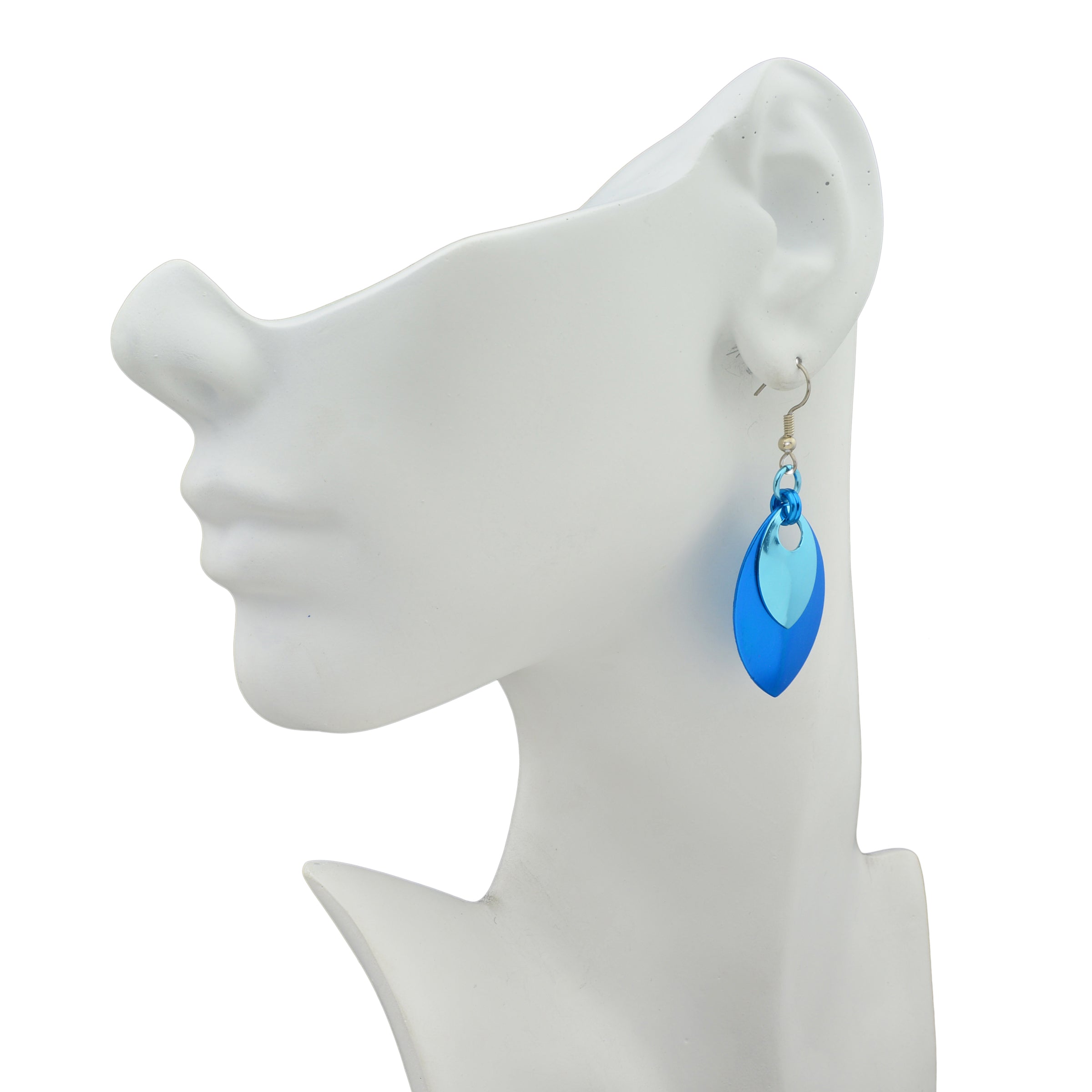 Double Leaf Earrings - Azure & Light Blue