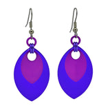 Double Leaf Earrings - Purple & Violet