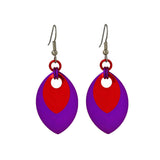 Double Leaf Earrings - Violet & Red