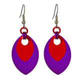 Double Leaf Earrings - Violet & Red