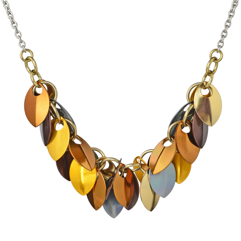 Cascading Leaves Necklace - Brown Metallic