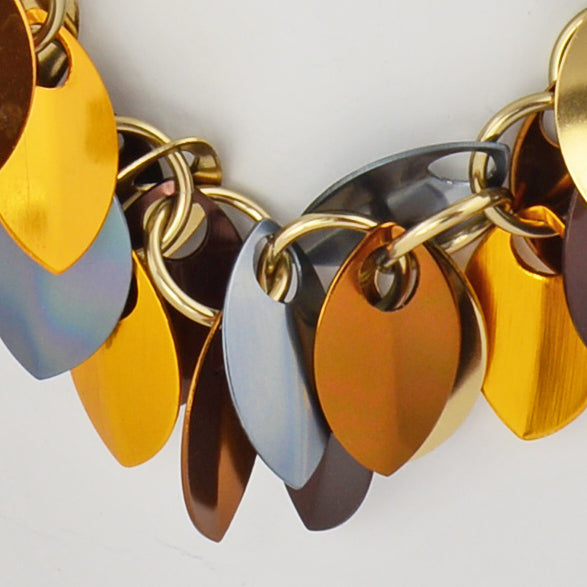 Cascading Leaves Necklace - Brown Metallic