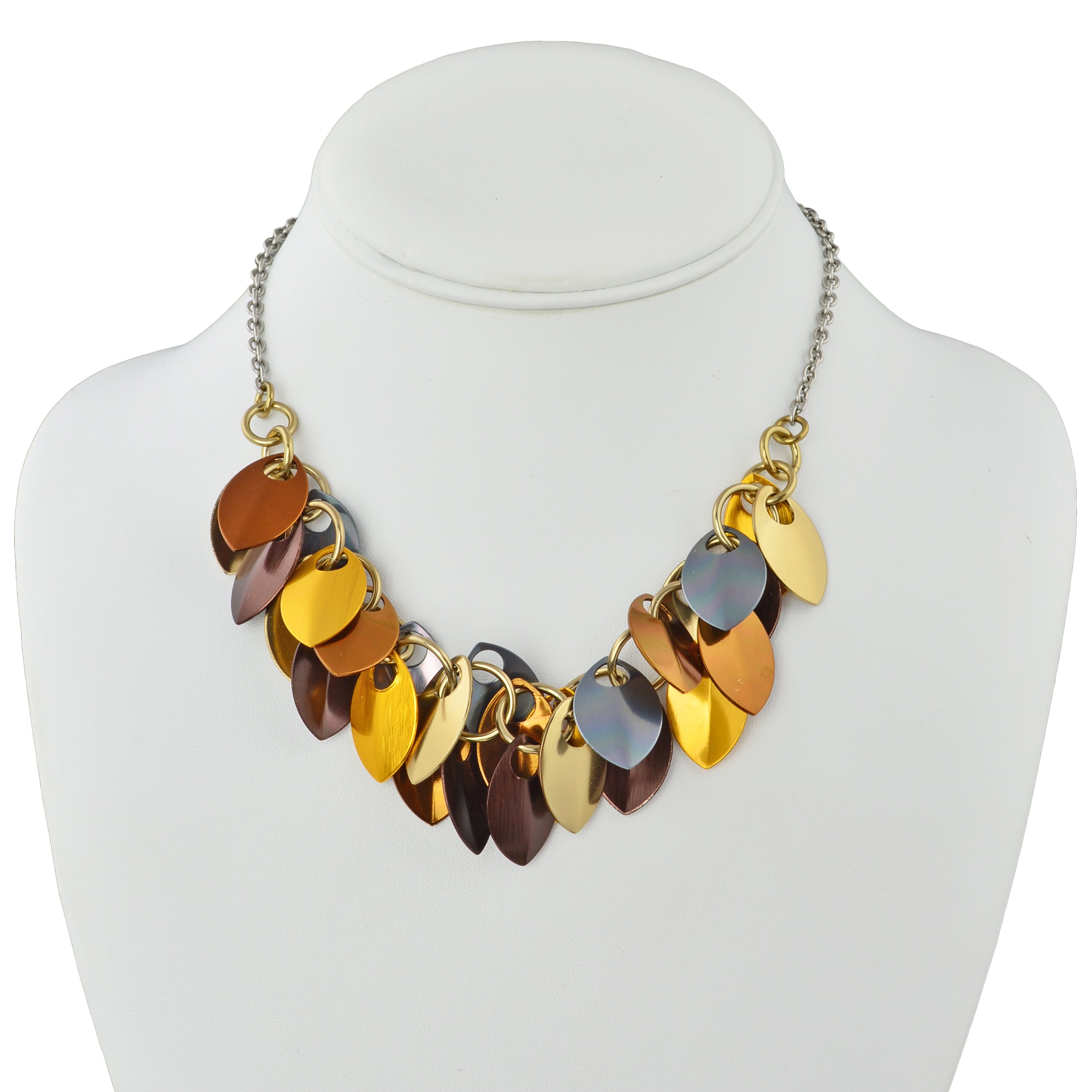 Cascading Leaves Necklace - Brown Metallic