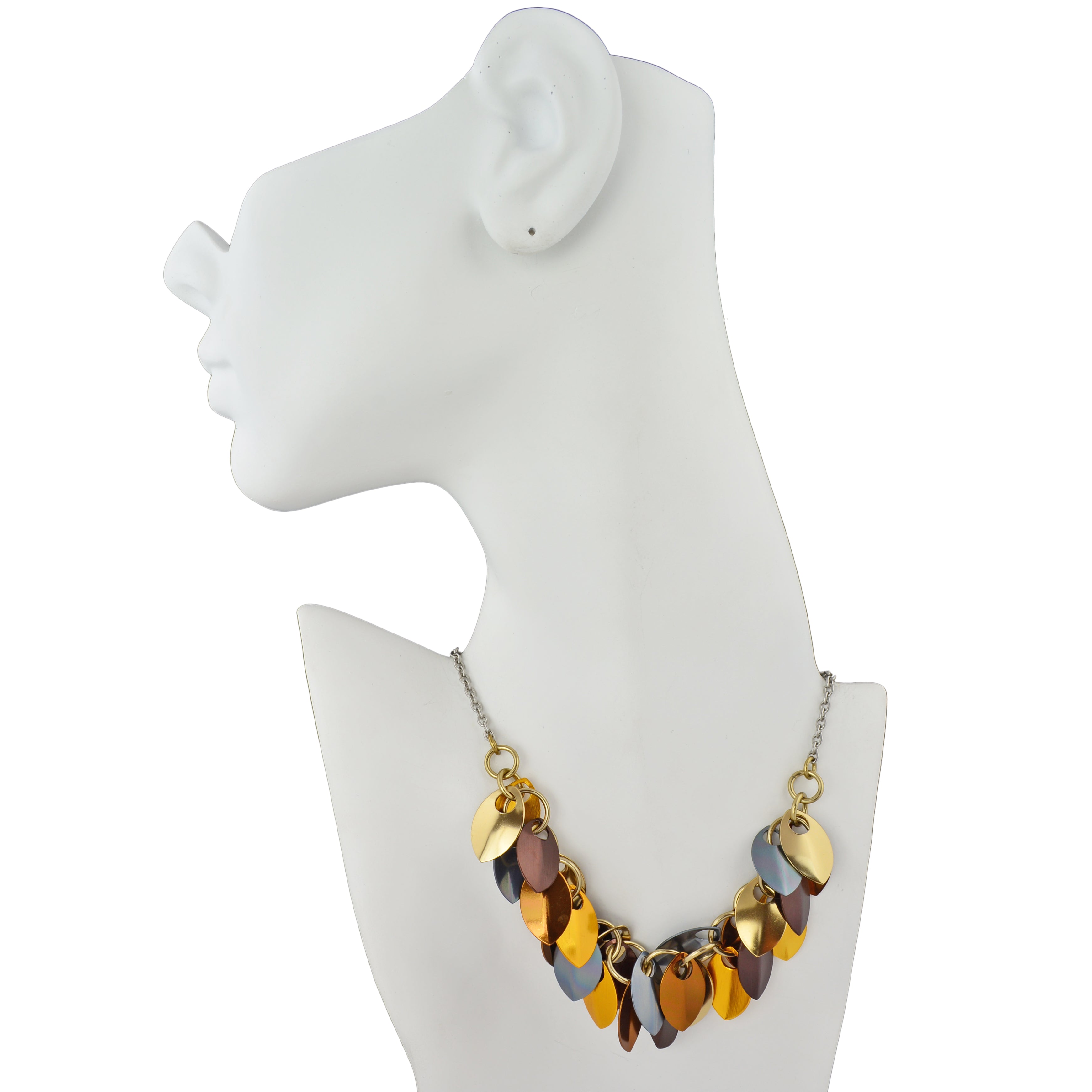 Cascading Leaves Necklace - Brown Metallic