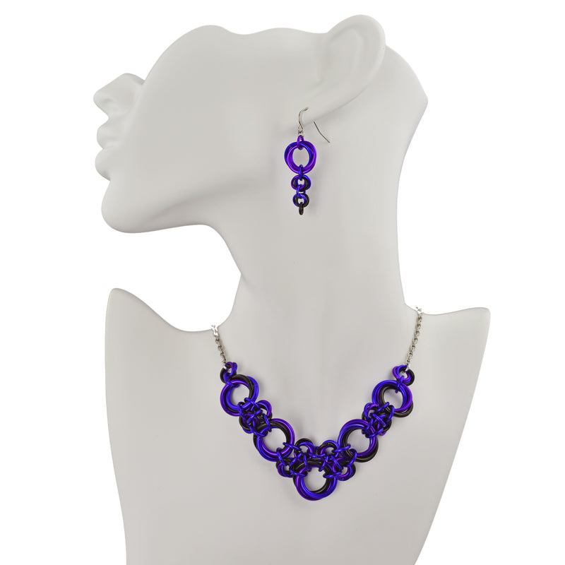 Knotted V Necklace - Purple Goth