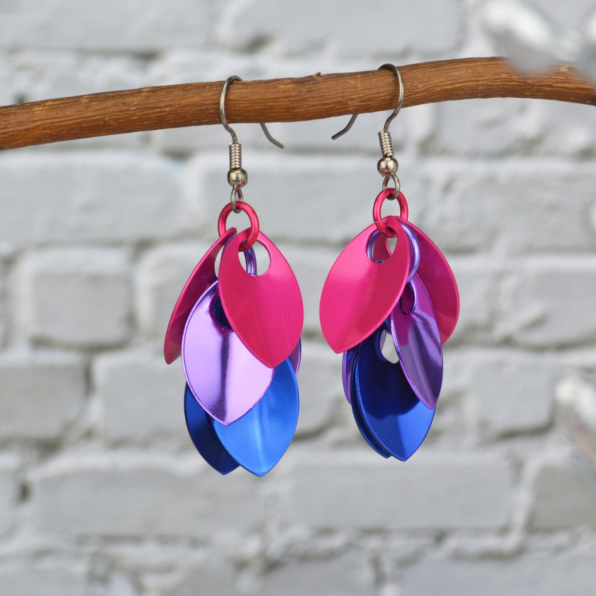 Bisexual Pride - Cascading Leaves Short Earrings