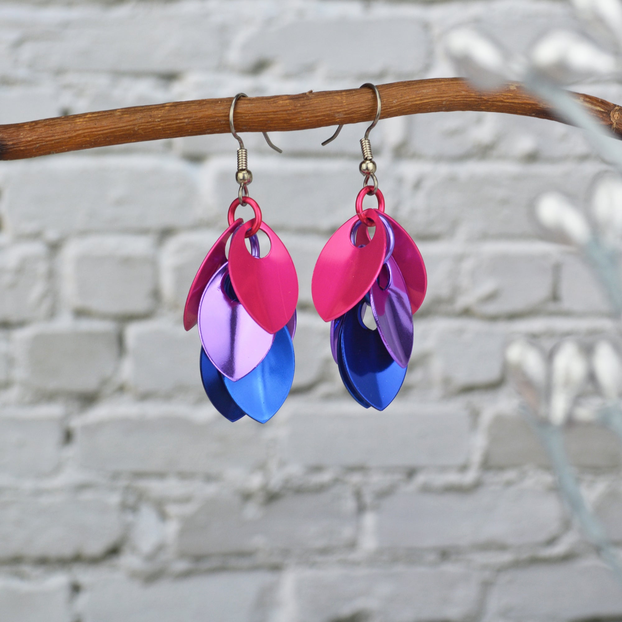 Bisexual Pride - Cascading Leaves Short Earrings