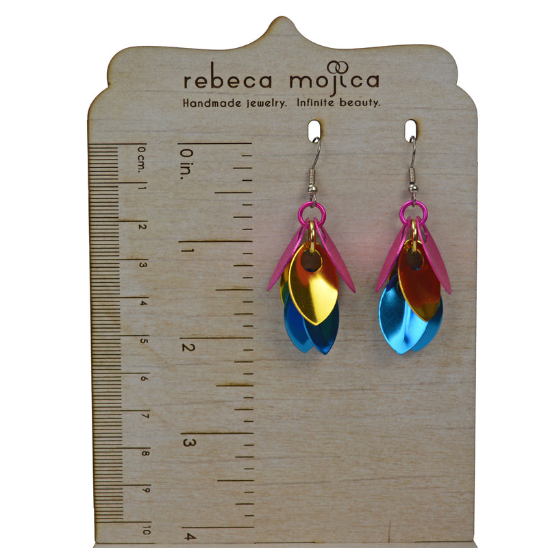 Pansexual Pride - Cascading Leaves Short Earrings