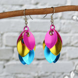 Pansexual Pride - Cascading Leaves Short Earrings