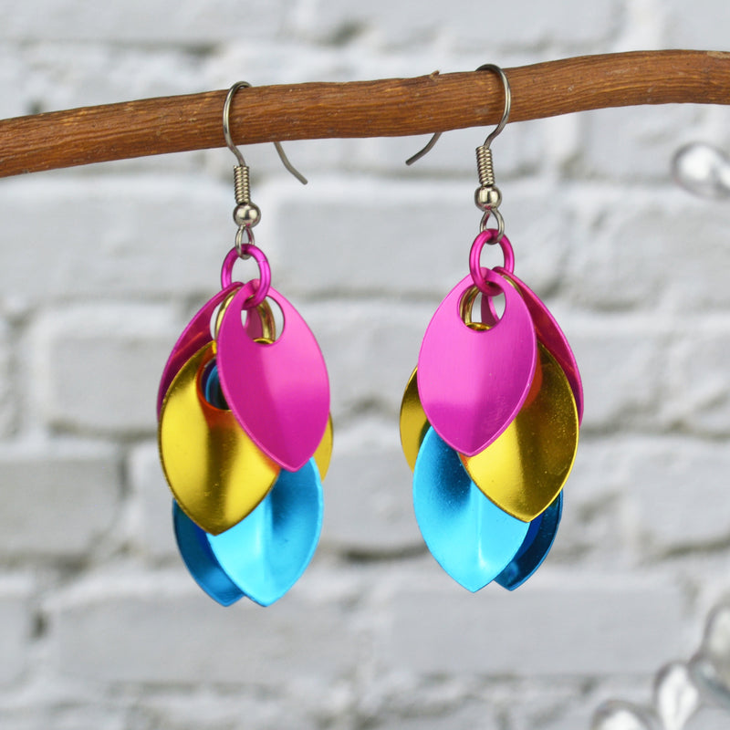 Pansexual Pride - Cascading Leaves Short Earrings