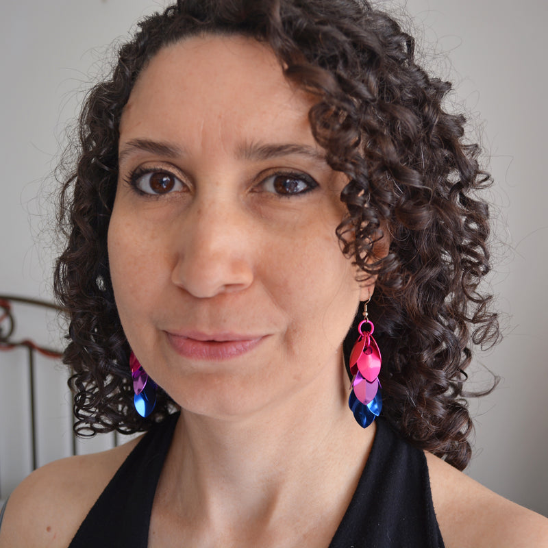 Bisexual Pride - Long Feathered Earrings