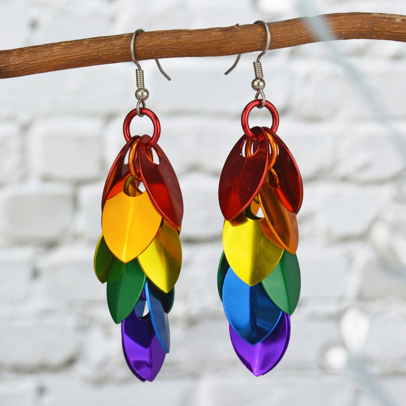 Rainbow Pride - Long Feathered Earrings