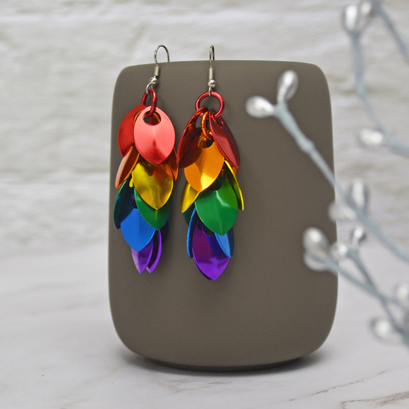 Rainbow Pride - Long Feathered Earrings