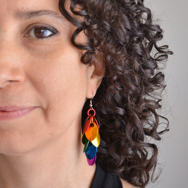 Rainbow Pride - Long Feathered Earrings