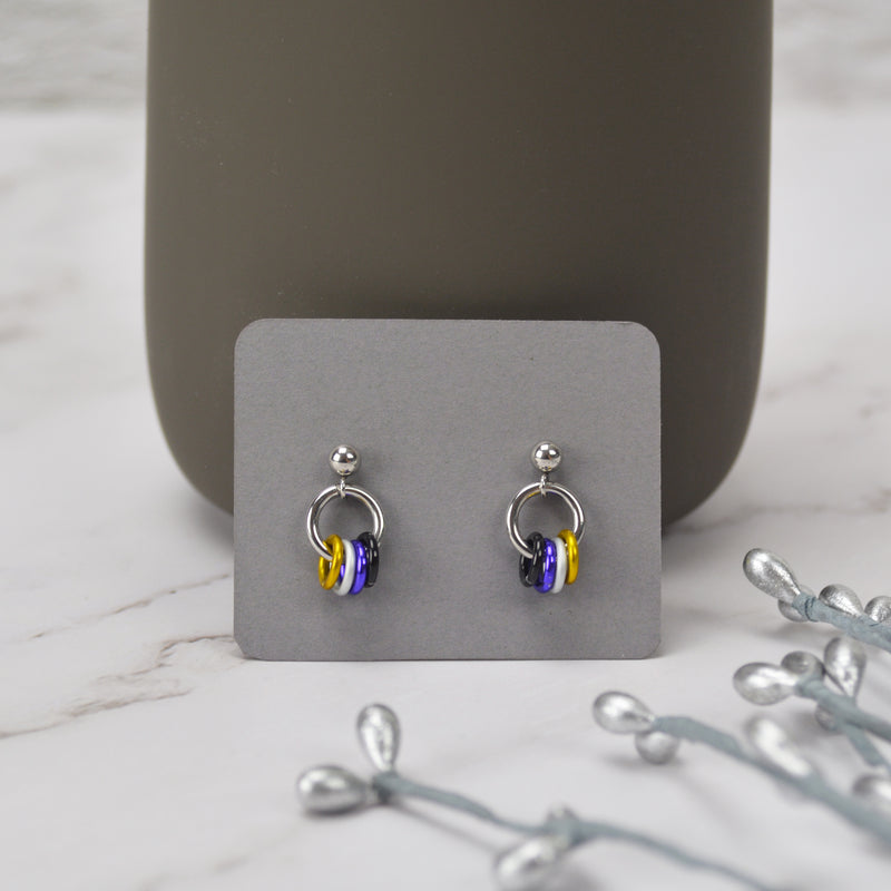 Nonbinary Pride - Tiny Flag Earring