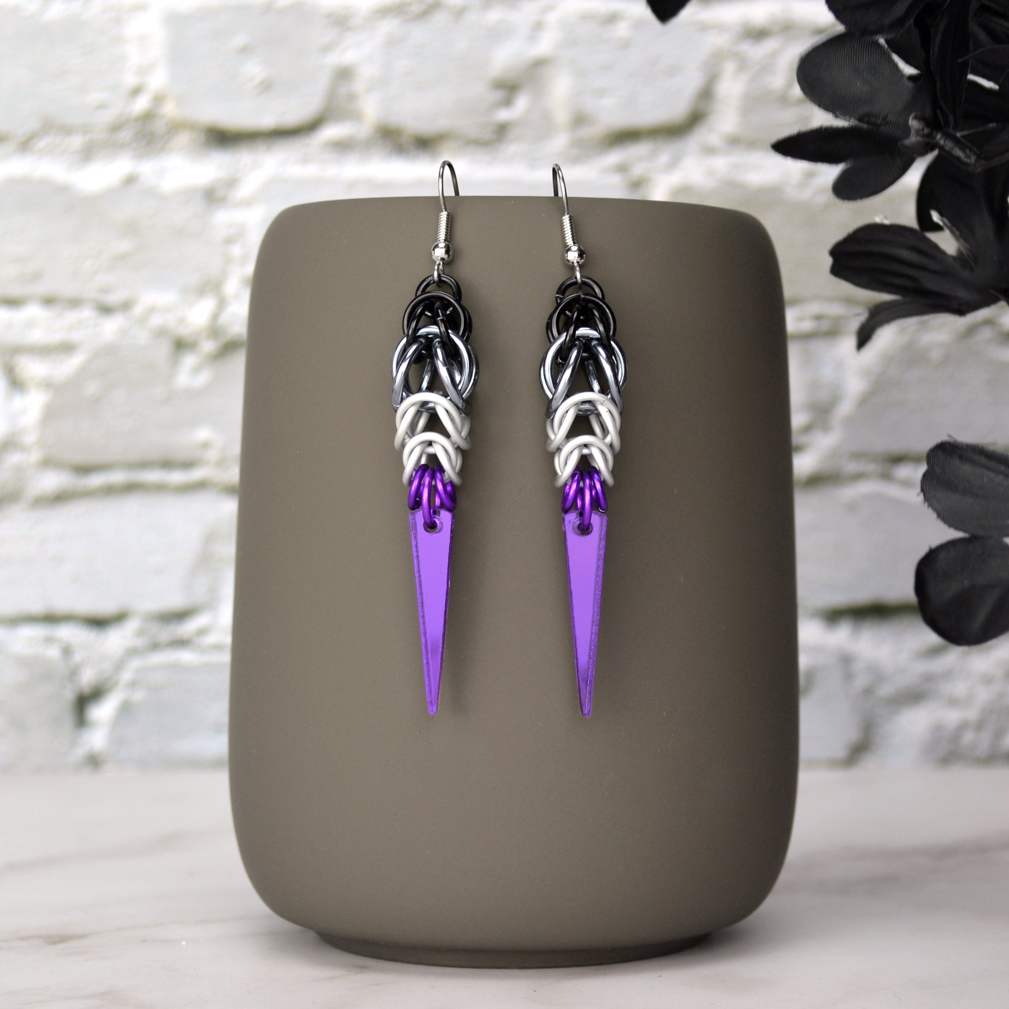 Asexual Pride - Spike Earrings
