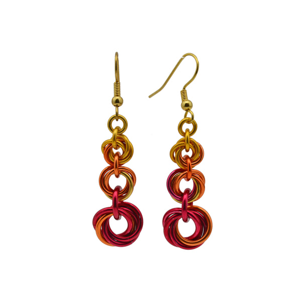 Knotted Graduated Earrings - Flame