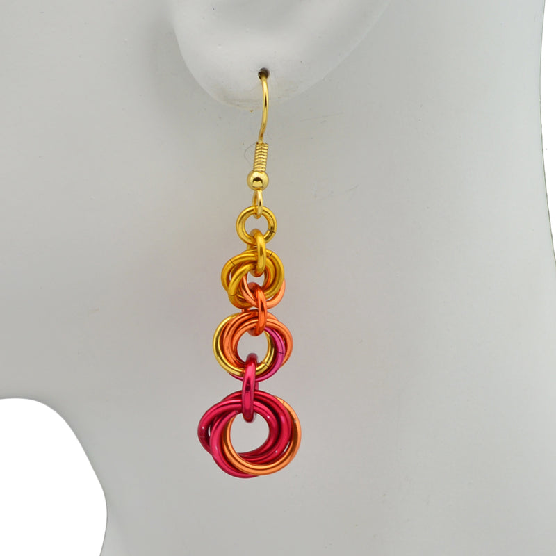 Knotted Graduated Earrings - Flame