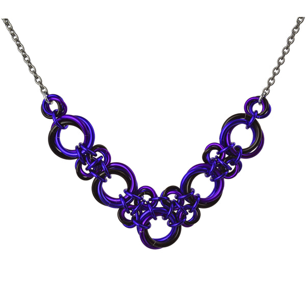 Knotted V Necklace - Purple Goth