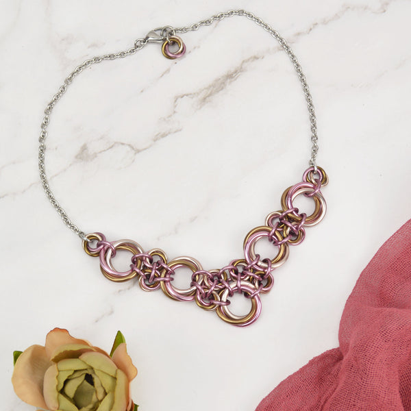 Knotted V Necklace - Vintage Rose