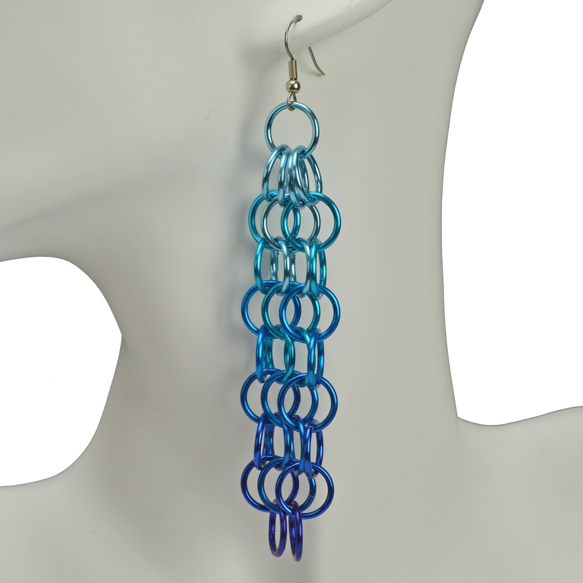 Long Mesh Earrings - Chicago Blues