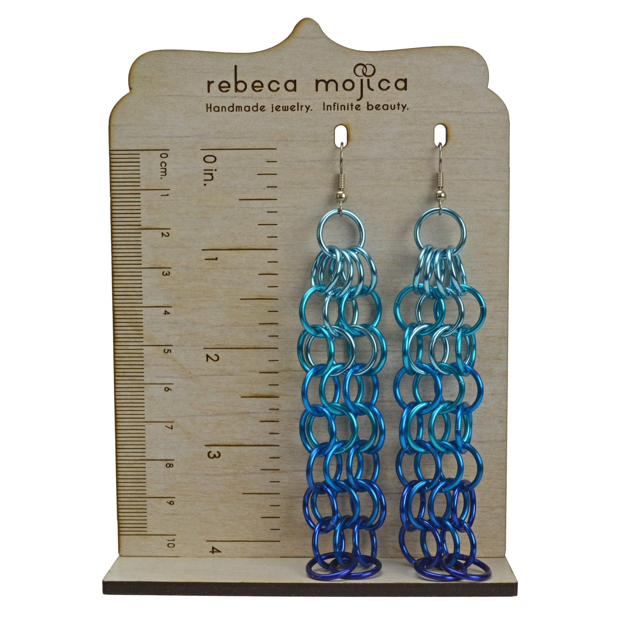 Long Mesh Earrings - Chicago Blues
