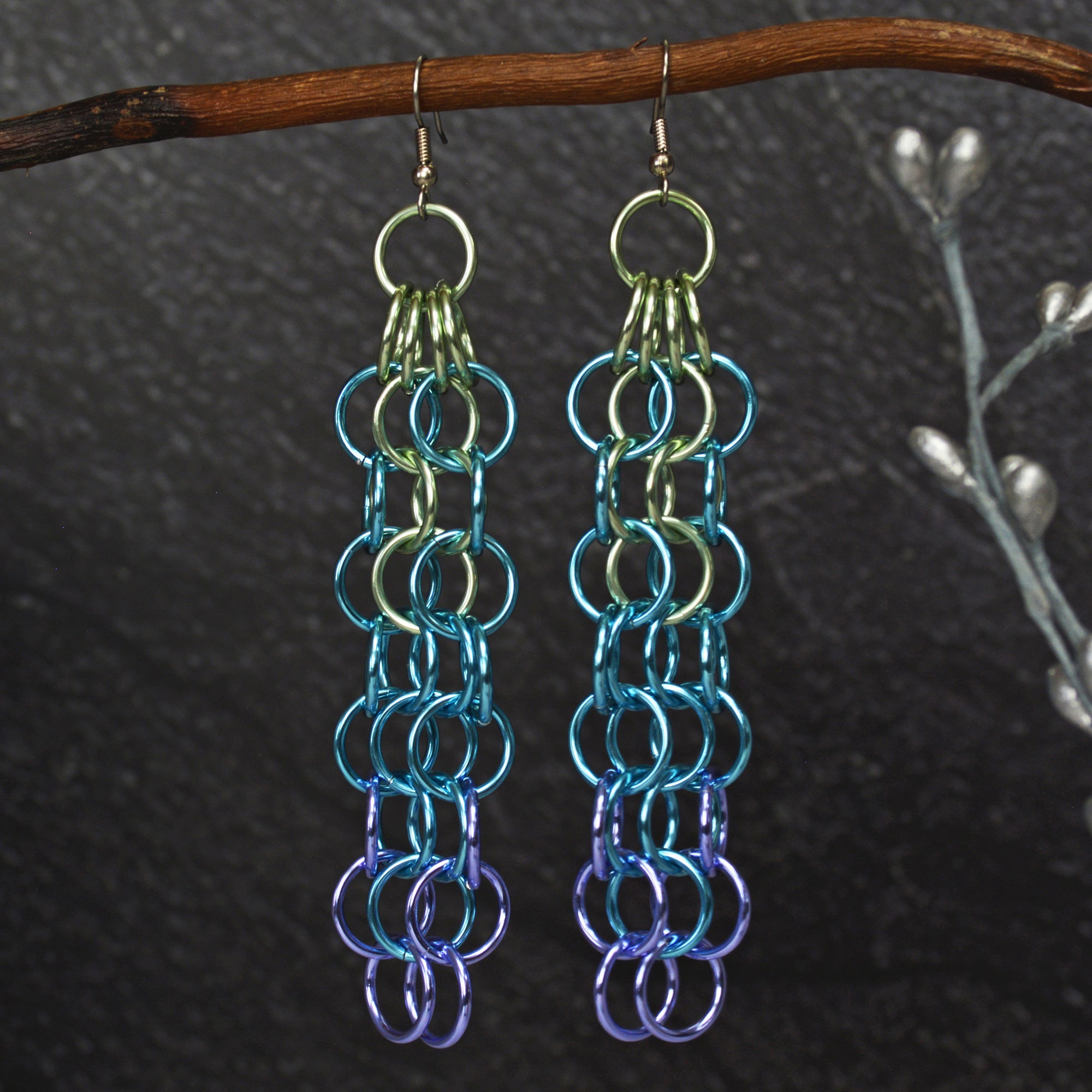 Long Mesh Earrings - Cosmic Unicorn