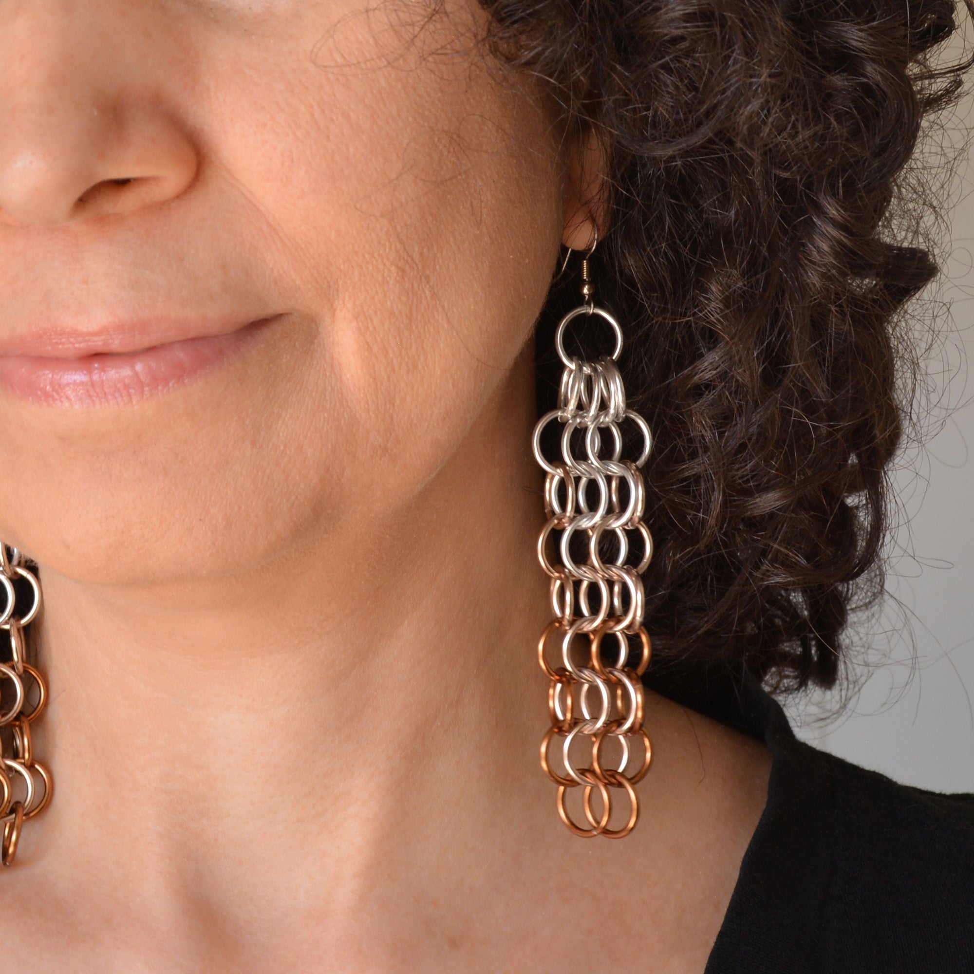 Long Mesh Earrings - Granite