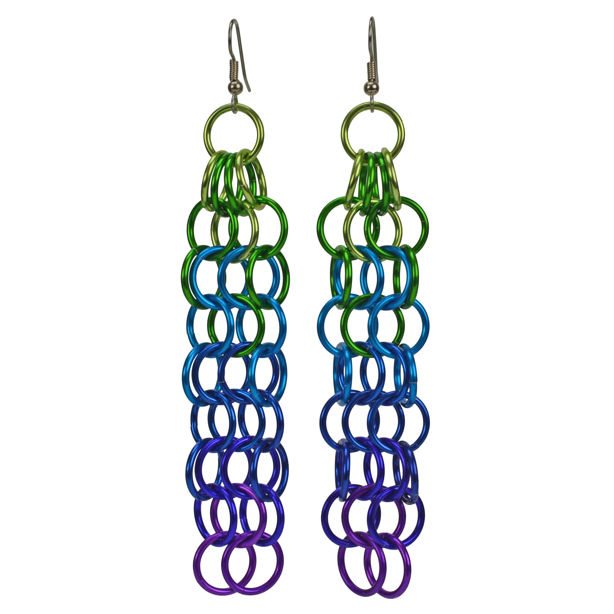Long Mesh Earrings - Peacock