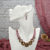 RESERVED: Vintage Rose Graduated Necklace + Coordinating Earrings