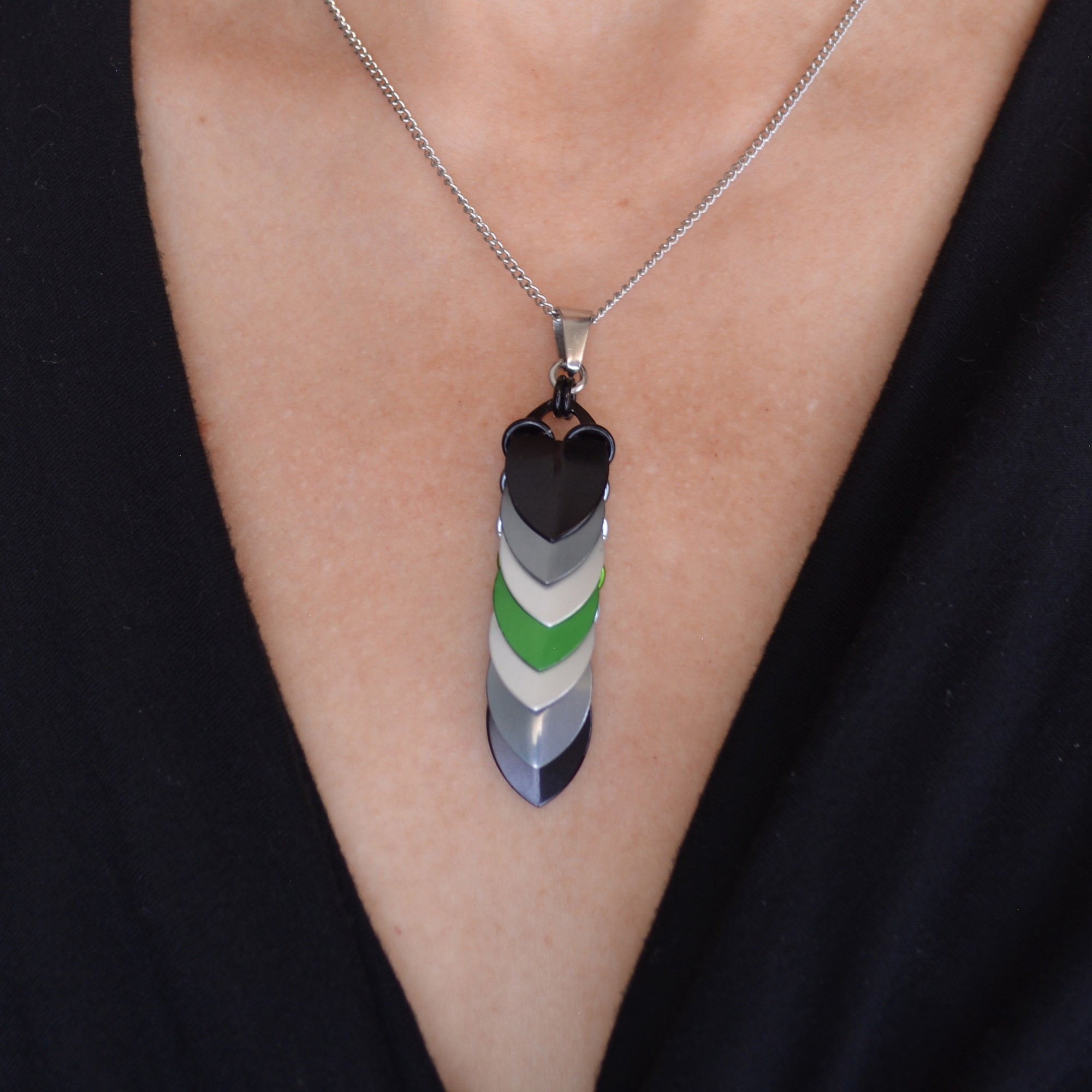 Agender Pride - Chevron Pendant (Long)