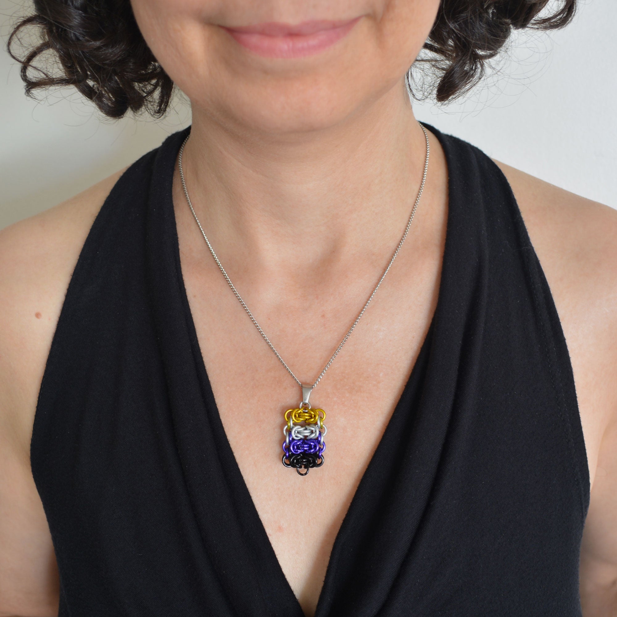 Nonbinary Pride - Rectangle Pendant