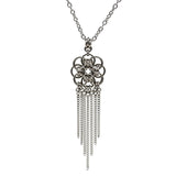 stainless steel chainmaille pendant with steel fringe chain on white background