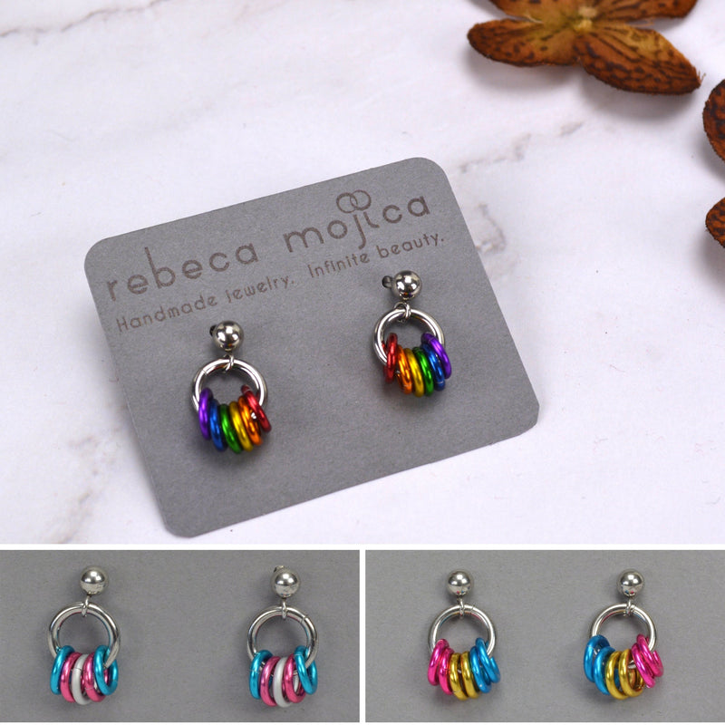 Asexual Pride - Tiny Flag Earring Studs