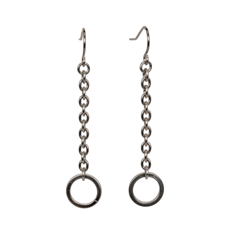 Steel Single Link Earrings - Long