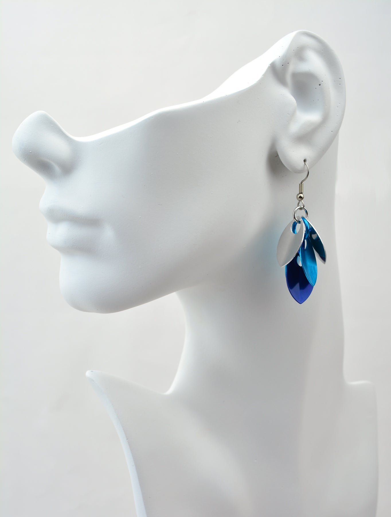 Cascading Leaves Short Earrings - Sky