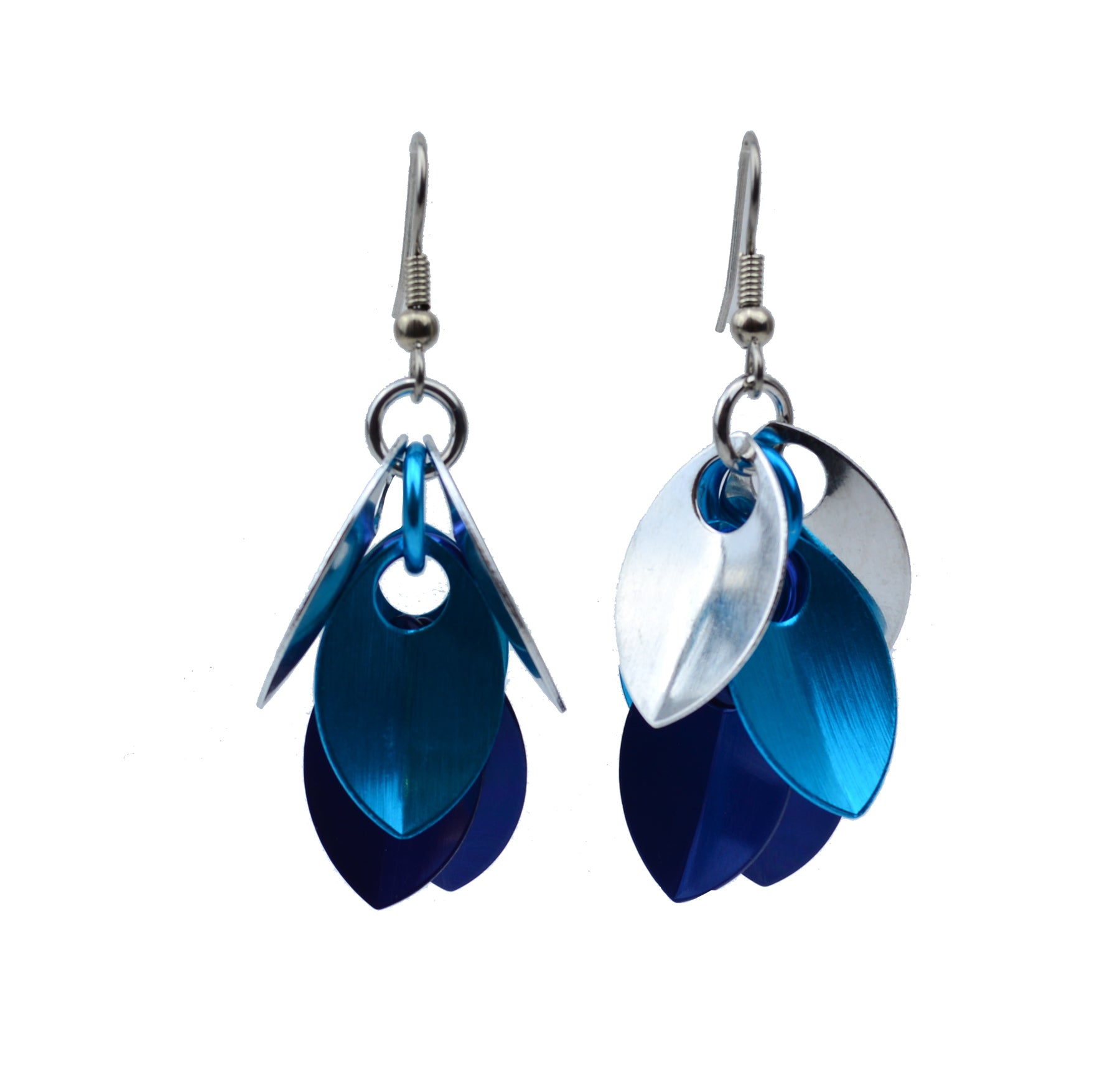 Cascading Leaves Short Earrings - Sky