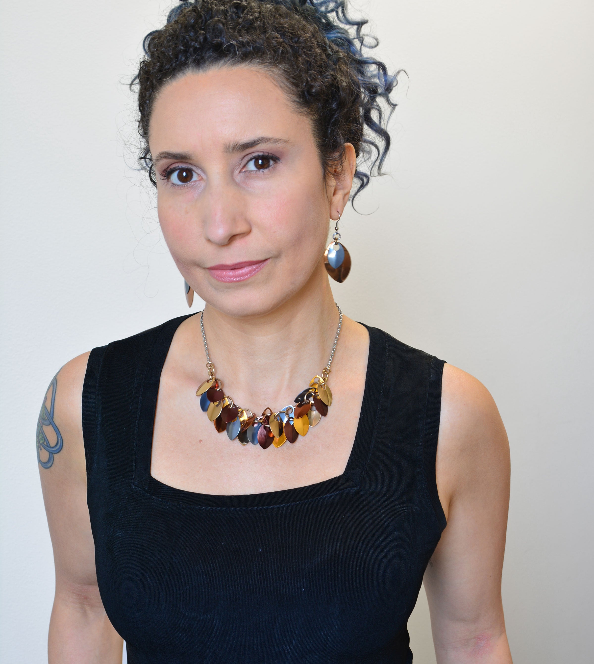 Cascading Leaves Necklace - Brown Metallic