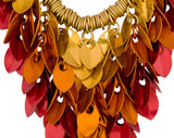 Cascading Leaves Bib Necklace - FLAME