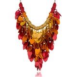 Cascading Leaves Bib Necklace - FLAME
