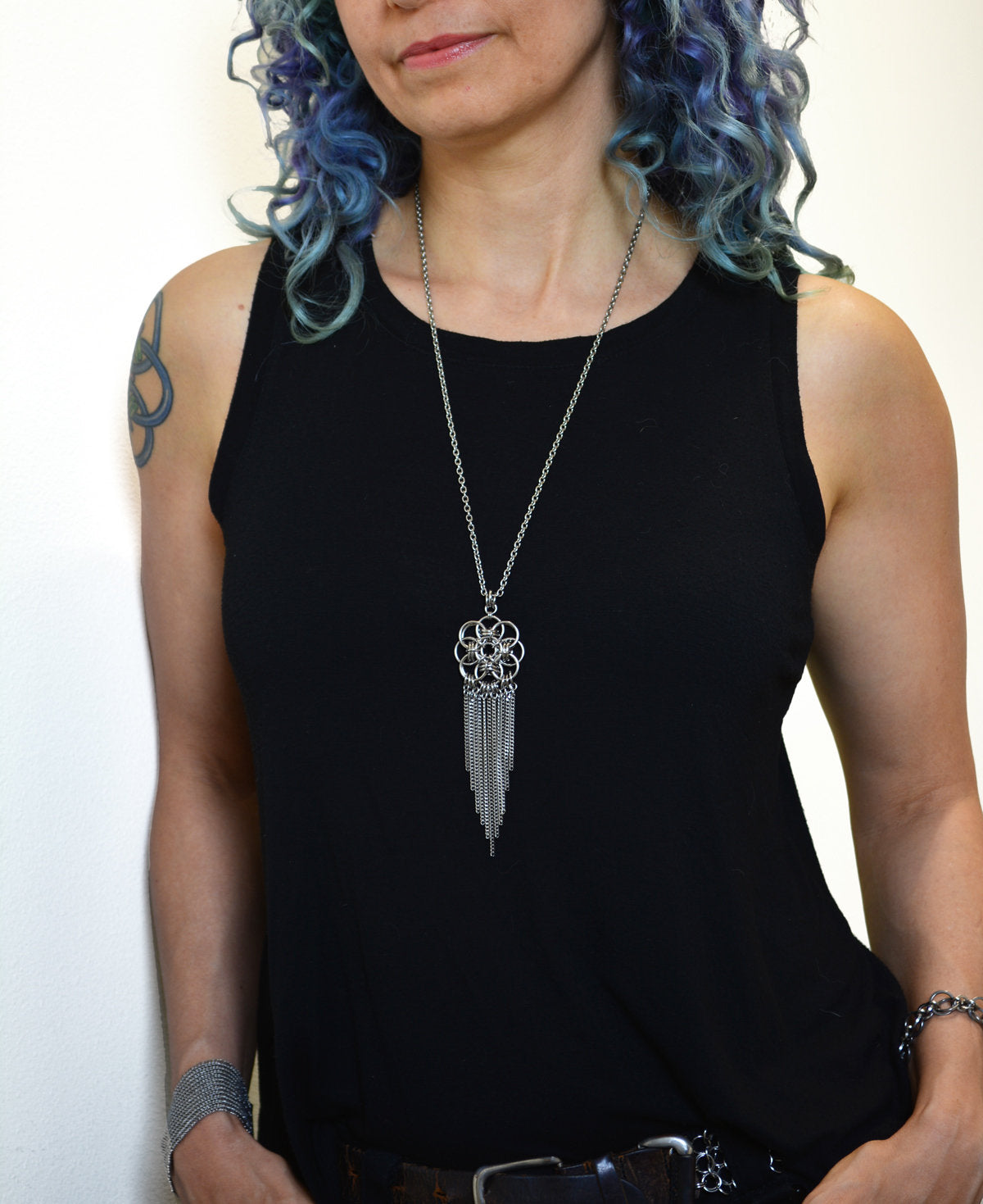 Quantum Rose MEDIUM Pendant with Fringe