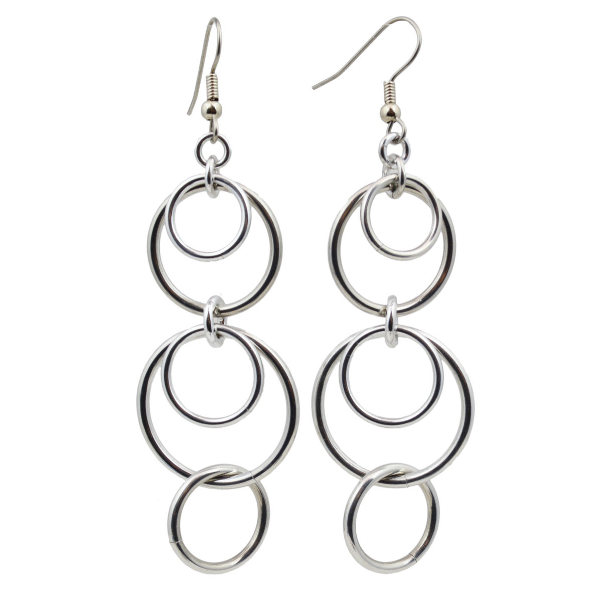 Very Long Double Scallop Hoop Earrings - Lightweight Aluminum