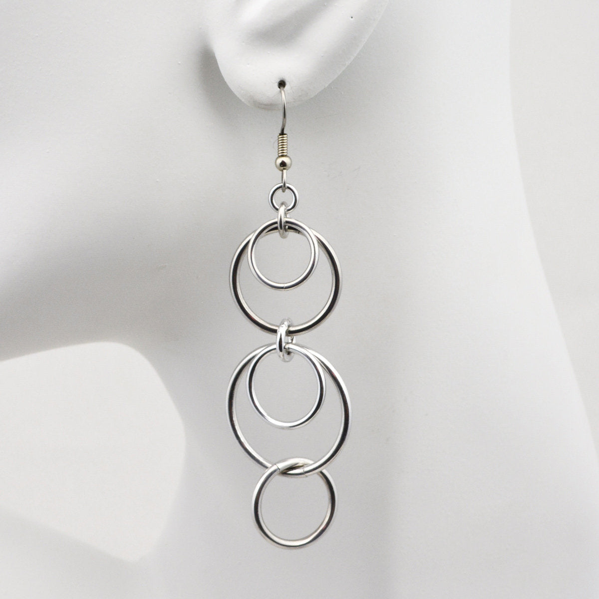 Very Long Double Scallop Hoop Earrings - Lightweight Aluminum